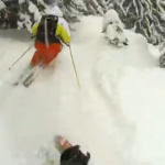 道なき道をスキーで下る危険な遊び、自己視点映像！！