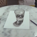 水が入っているコップにしか思えない3Dアート