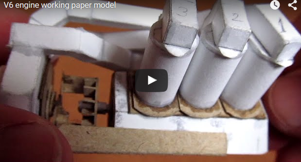 紙の模型で「Ｖ６エンジン」を作って風船の空気を使って動かす人